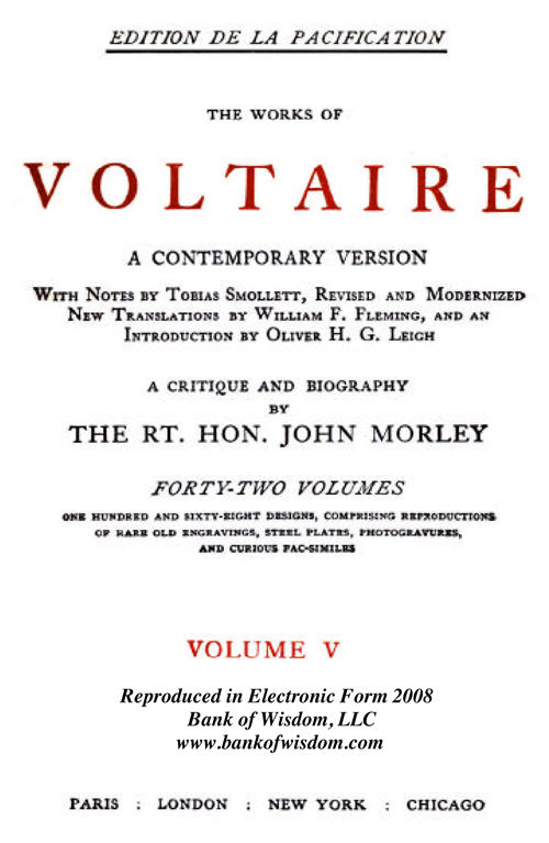 (image for) The Works of Voltaire, Vol. 5 of 42 vols + INDEX volume 43